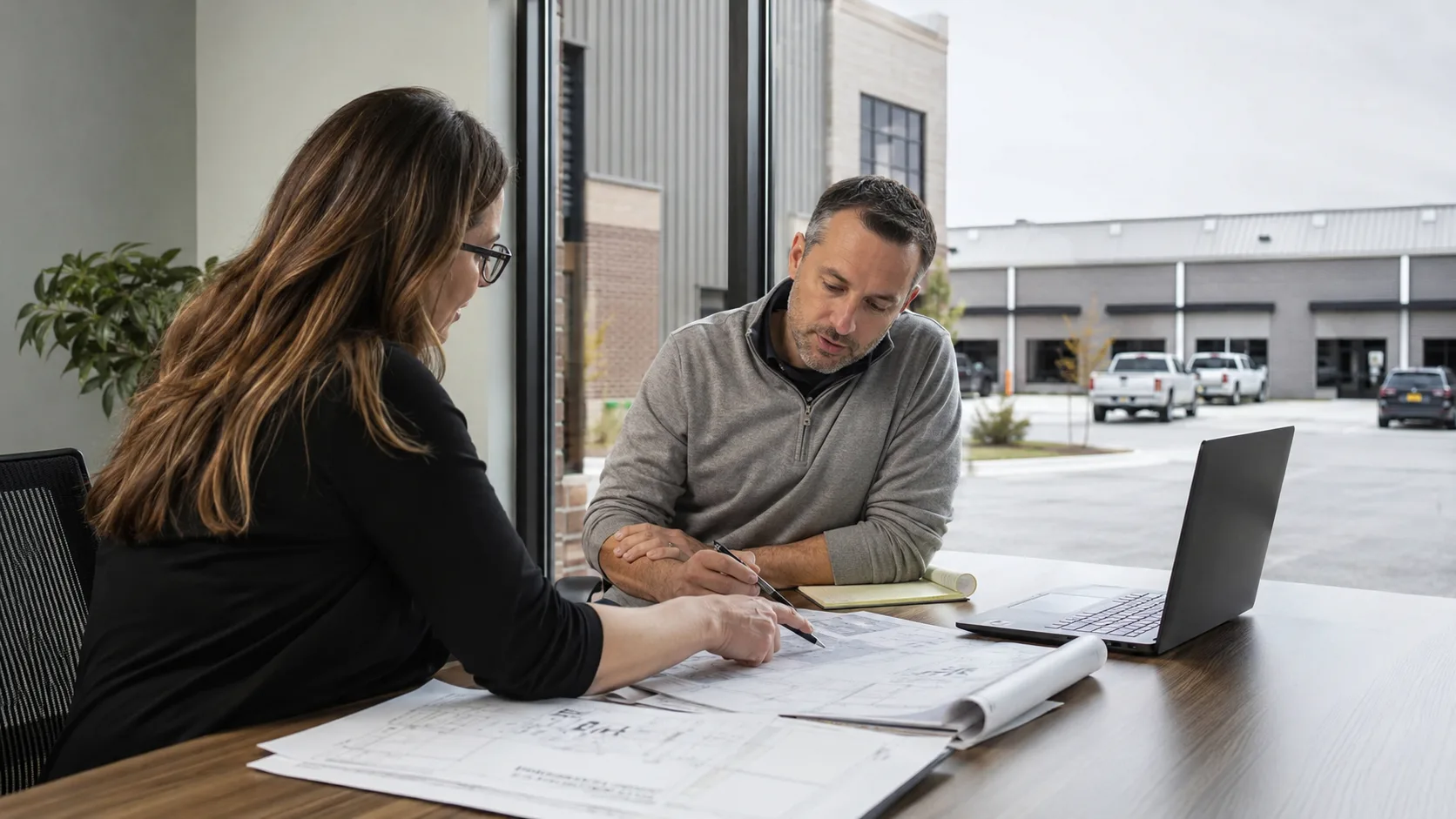 A business consultant reviews an operating plan with a client in the US