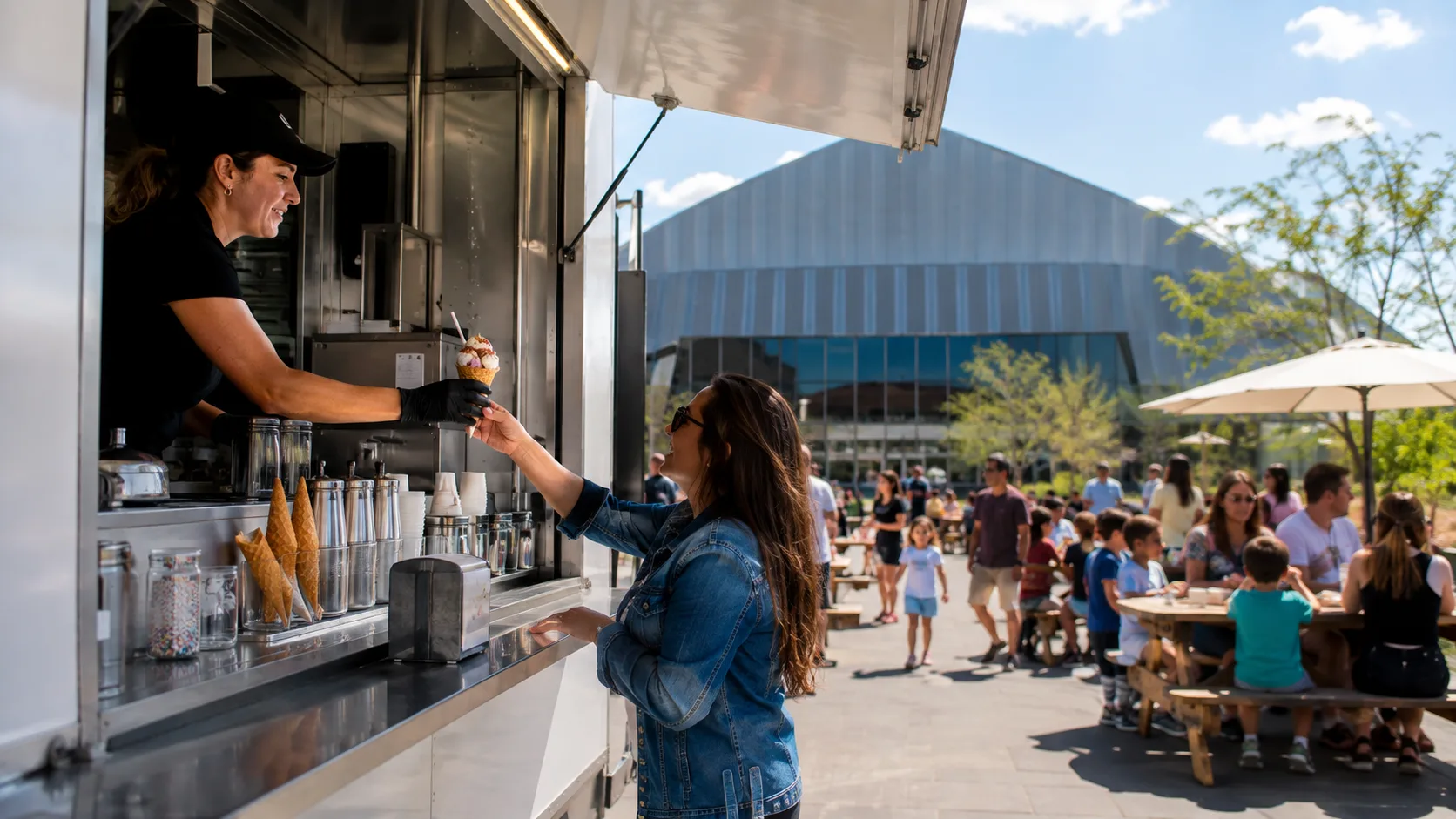 the US dessert truck serving a large company family day