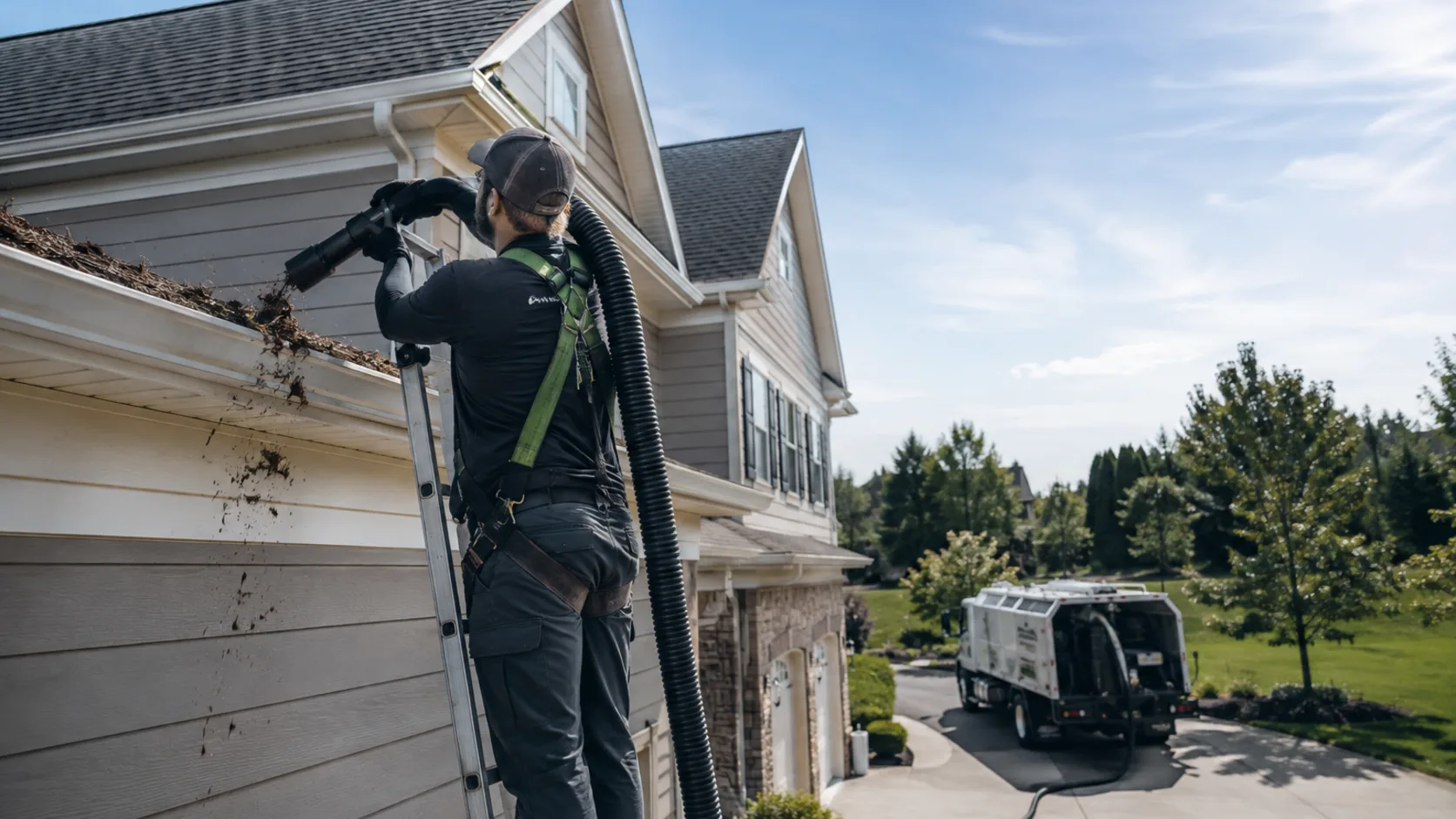 Clearing a roof line on a house in the US
