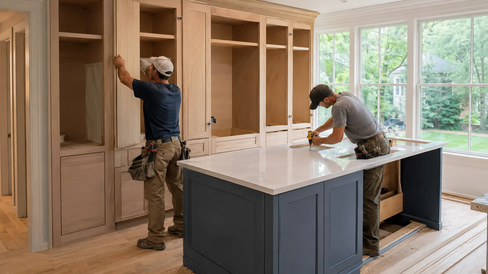 A fitter installing a bathroom in the US