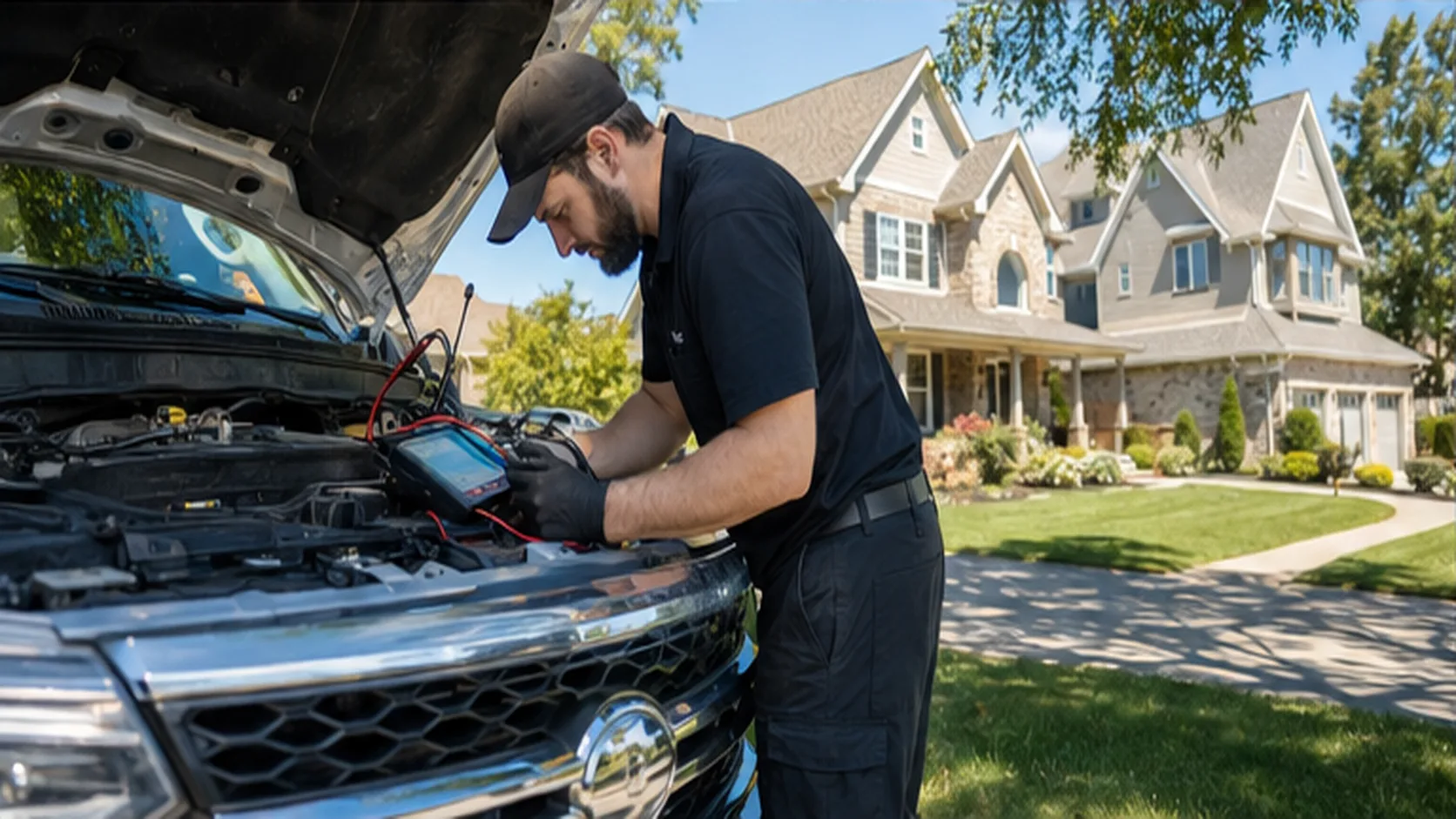 Mobile Auto Electrician delivering a booked mobile service for a customer.