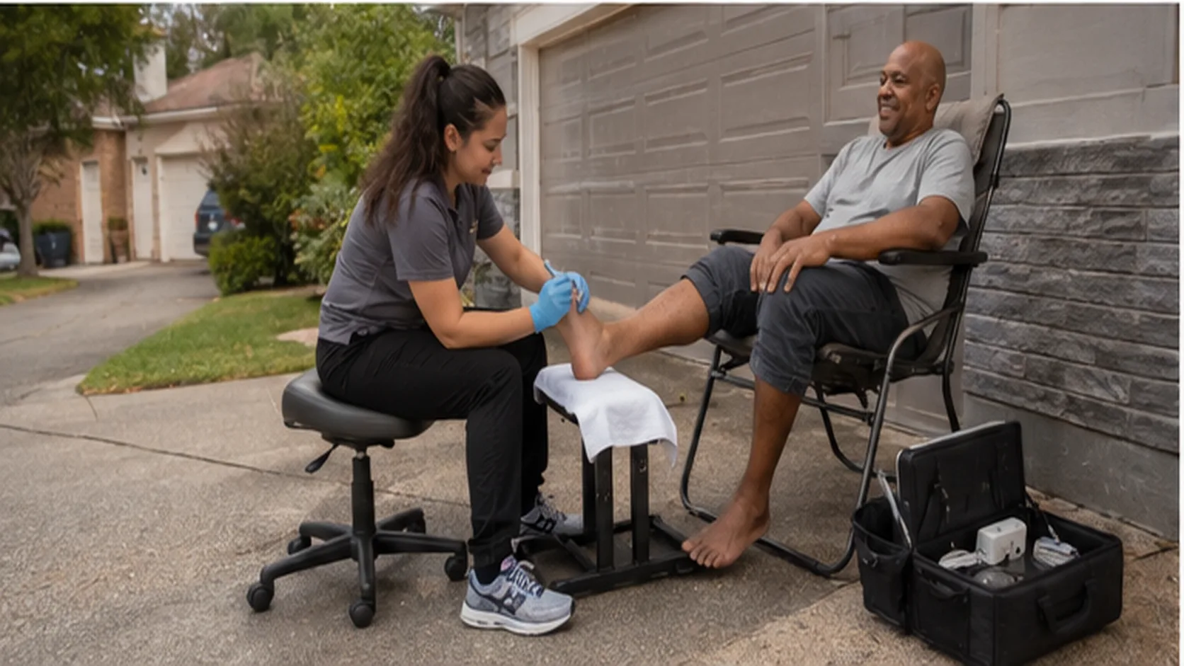 Mobile Foot Care delivering a booked mobile service for a customer.