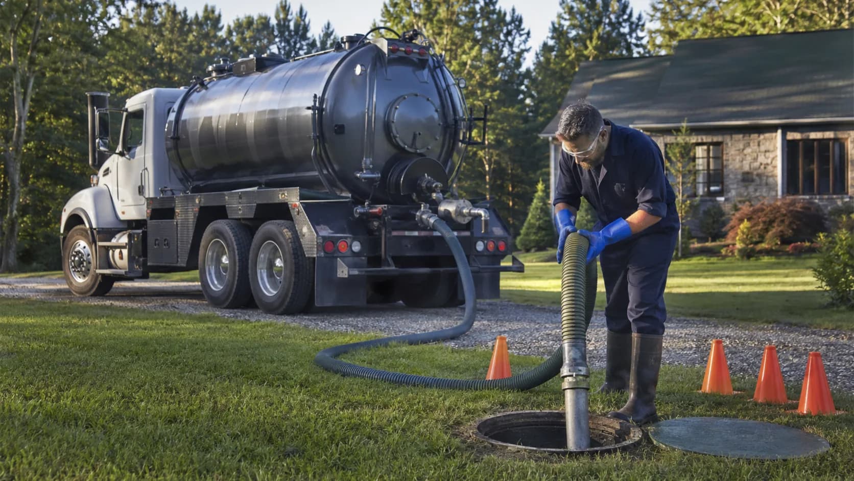 A tanker on a septic pump-out in the US