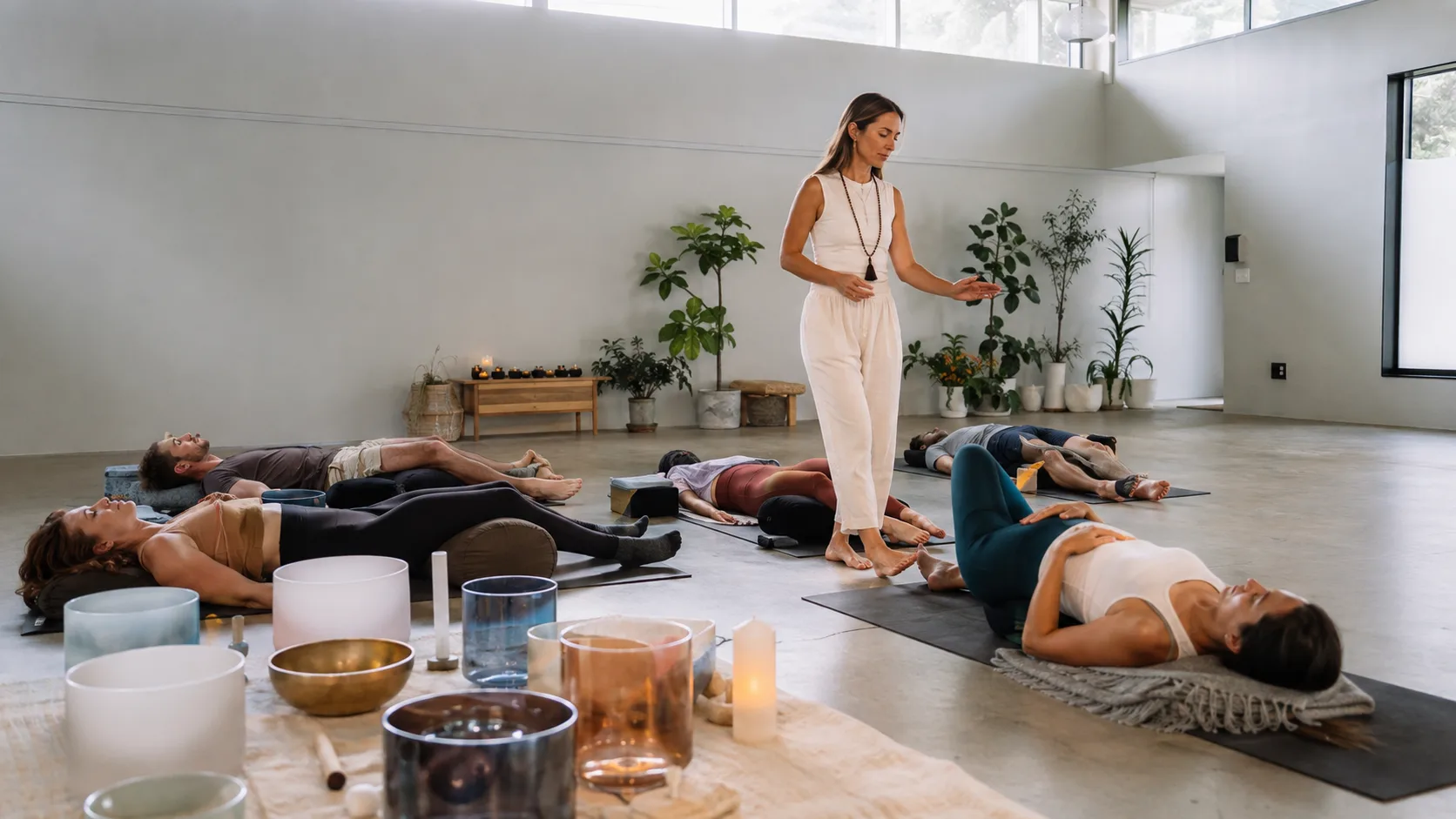 Participants attend a guided sound and breath sound or breathwork session in the US