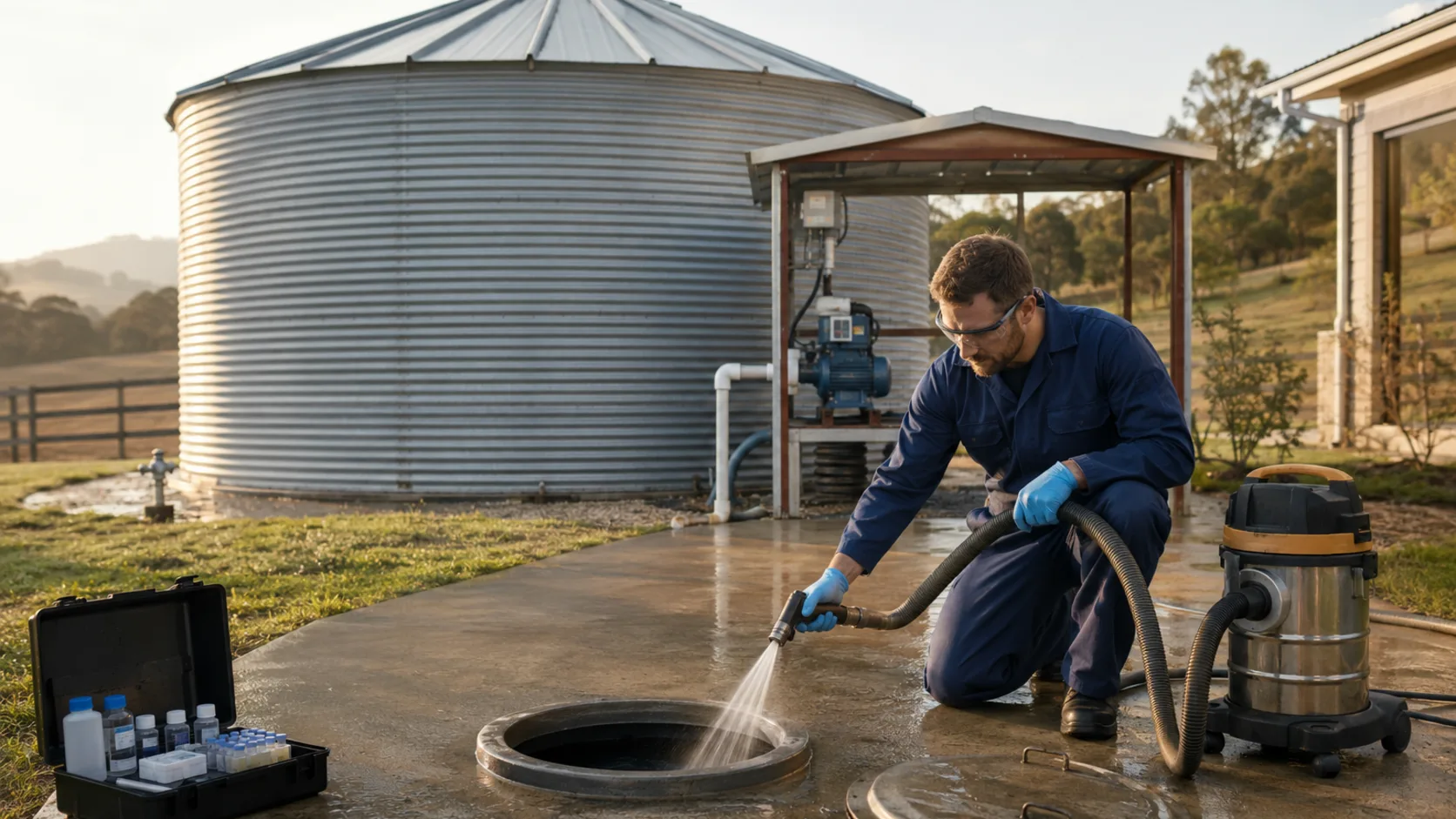 A water tank being cleaned out on a property in the US