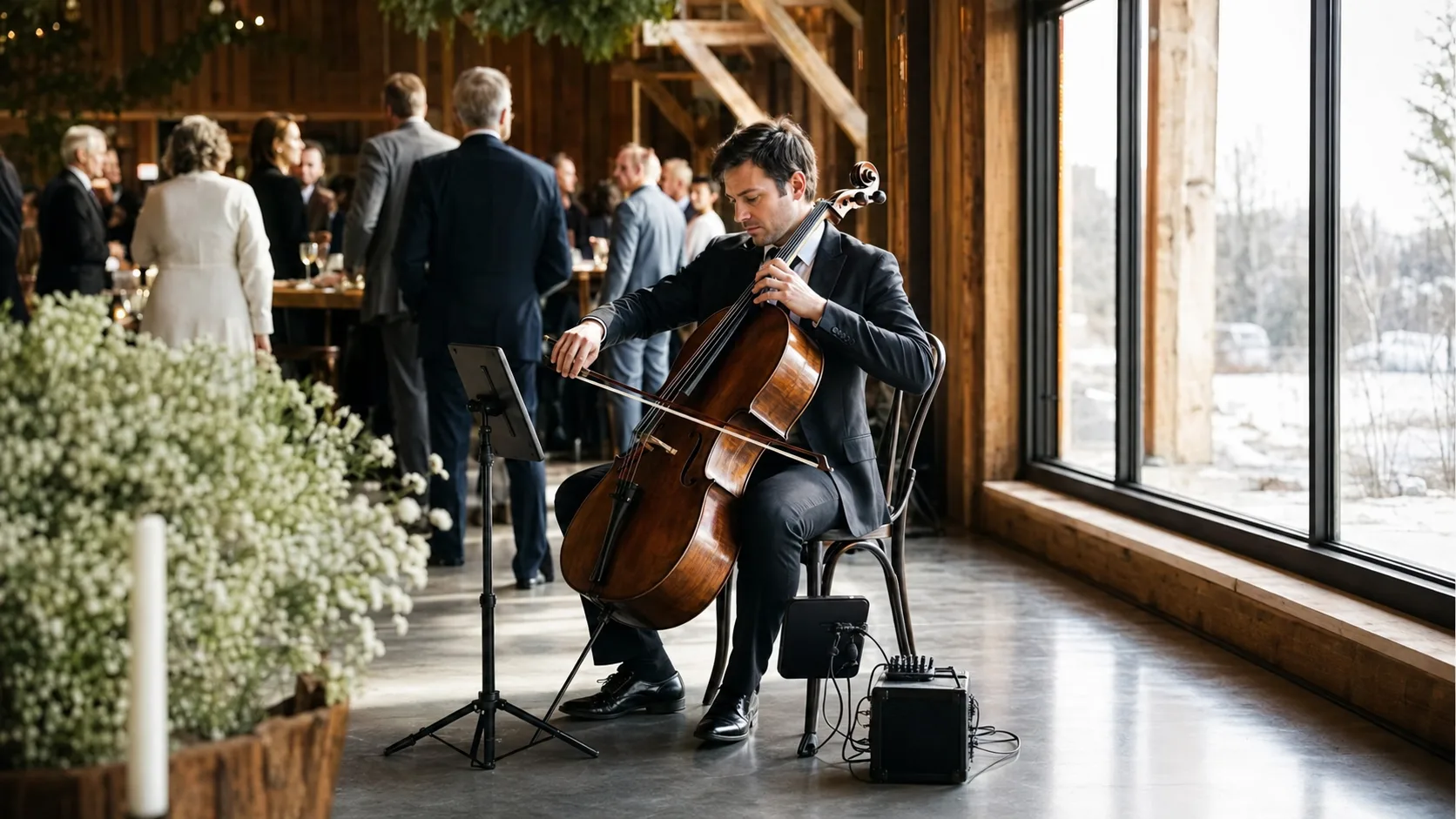 Solo musician performing live music for guests at an event in Canada