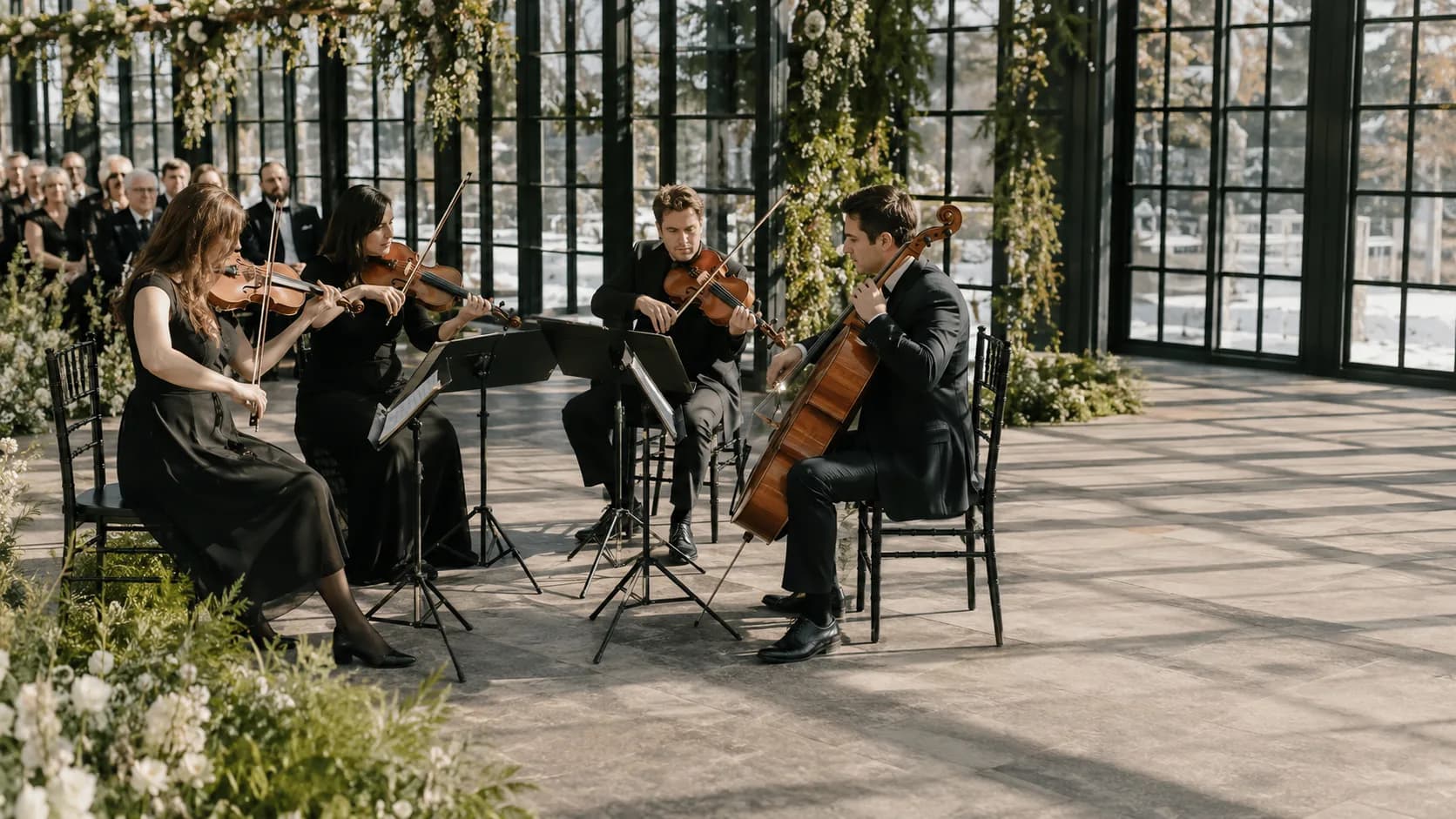 String quartet performing at an elegant booked event in Canada