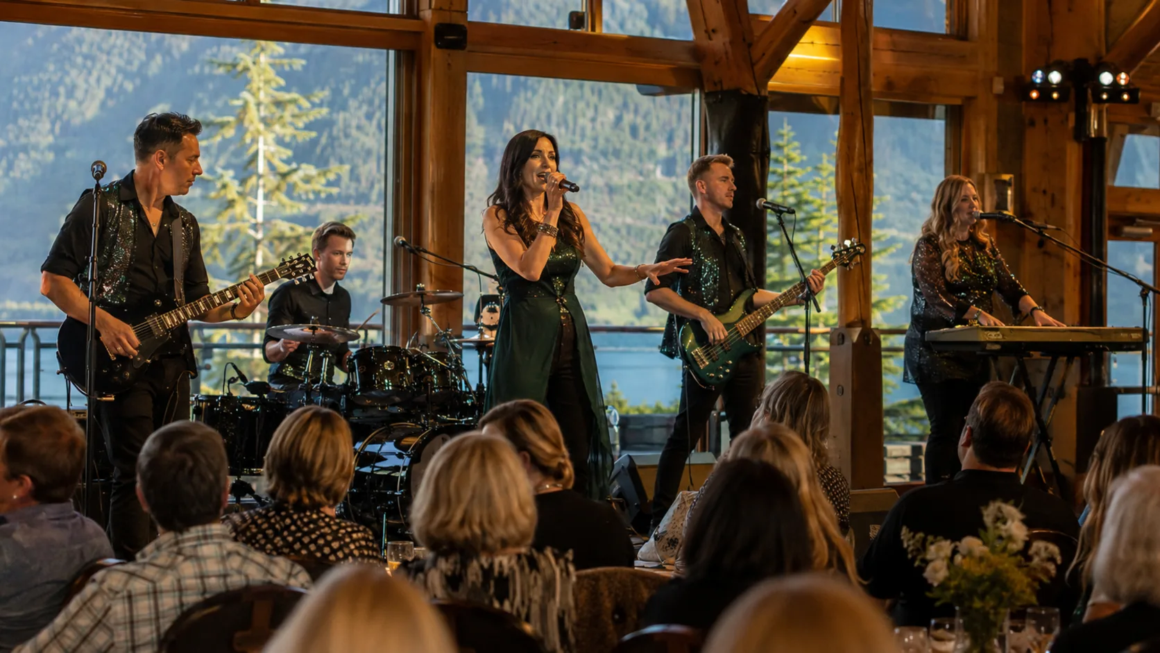 Cover band performing a lively live set for event guests in Canada