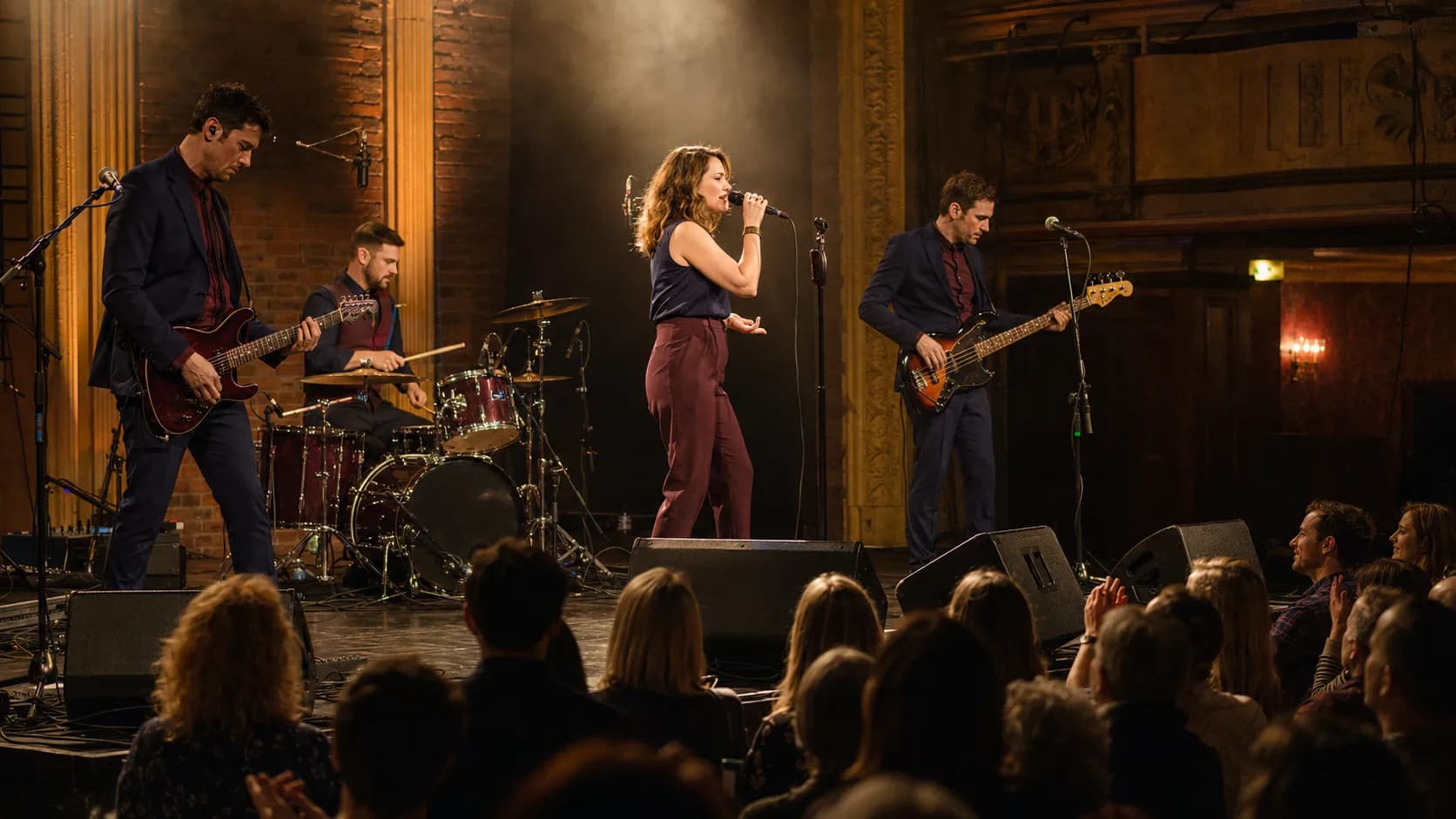Cover band performing a lively live set for event guests in the UK