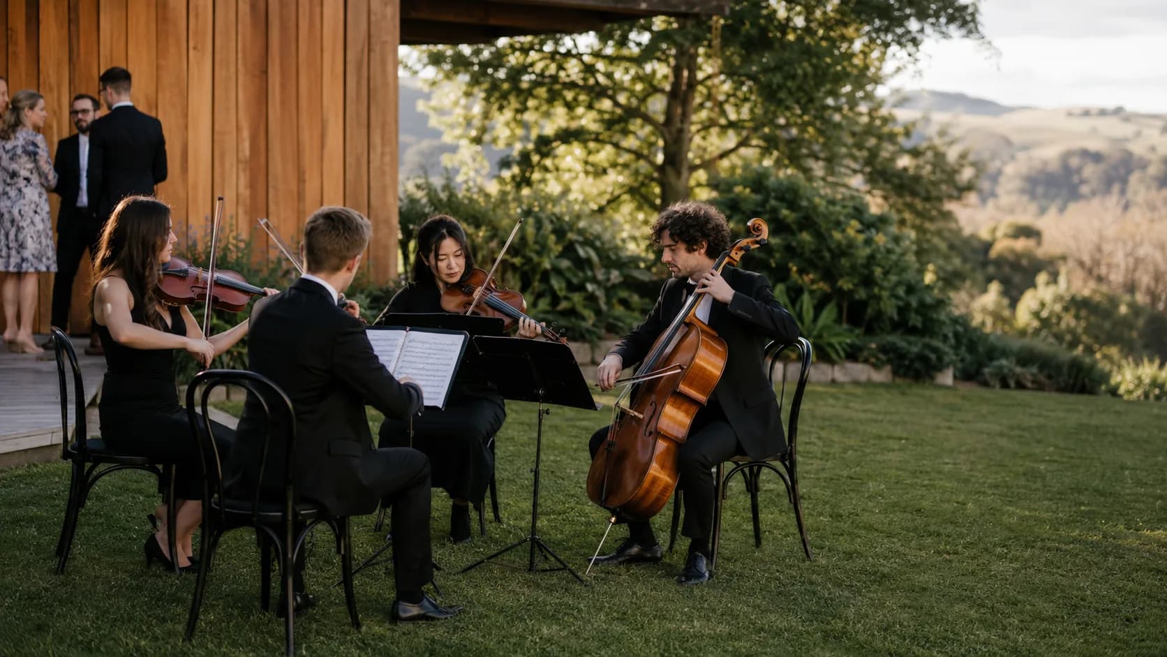 String quartet performing at an elegant booked event in New Zealand