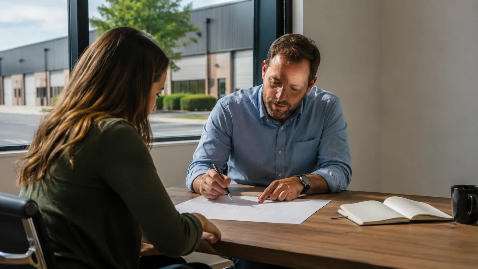 A business coach works through priorities with an owner in the US