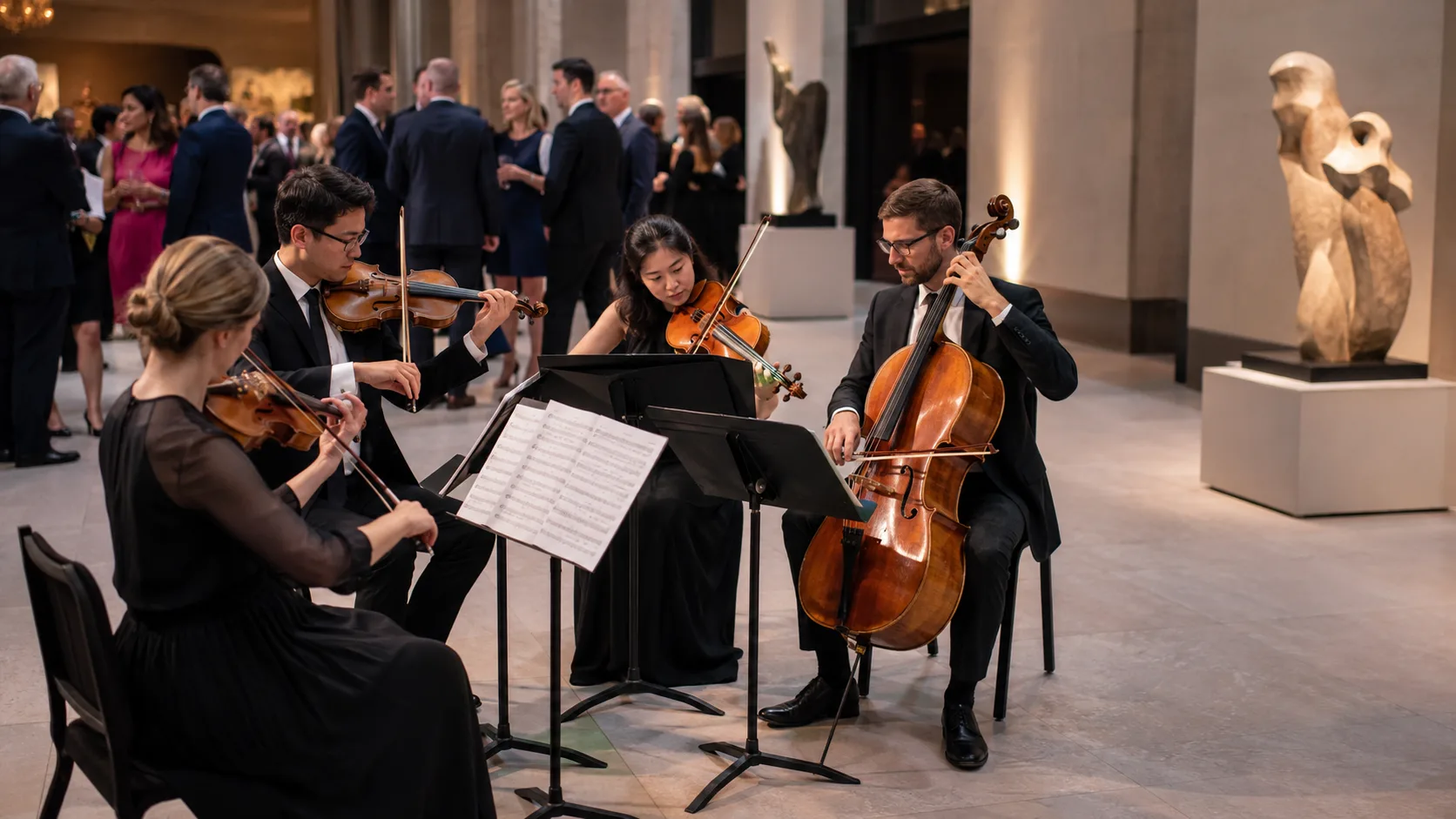 String quartet performing at an elegant booked event in the US